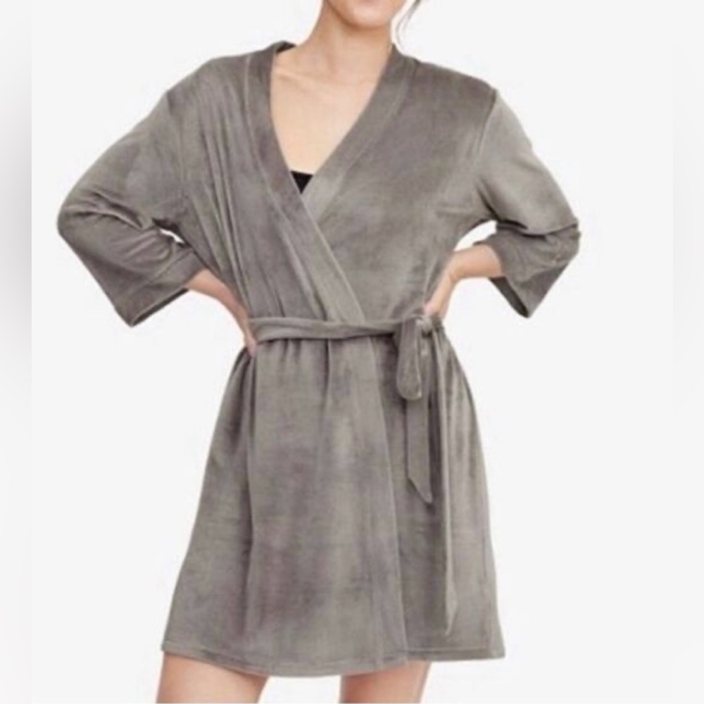 NWT Splendid Knit Women’s Robe Size 1X/3X Plum/Gray 1/2 Sleeve Soft Retail $64